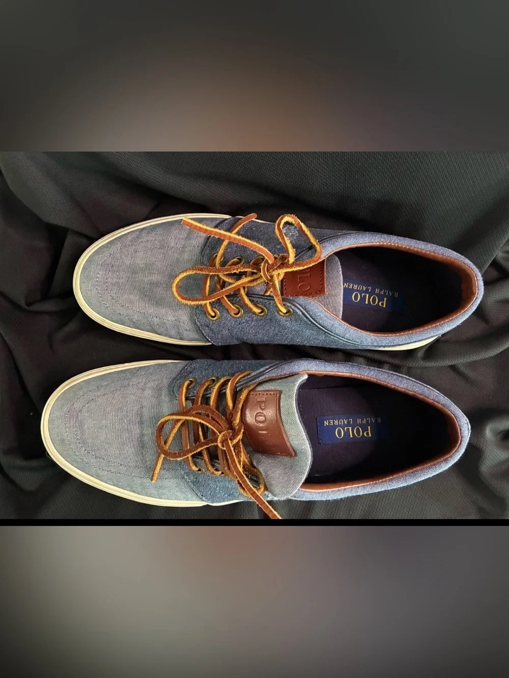 Polo Ralph Lauren Men's Size 9D Blue Classic Low-Top Denim Sneakers Shoes Faxon